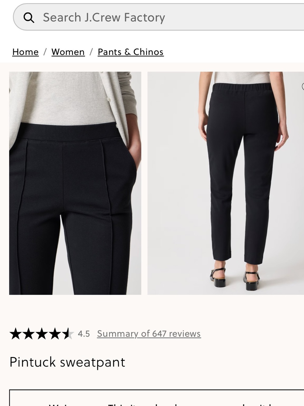 NWT J. Crew Navy Pintuck “Sweatpants” - Picture 2 of 5